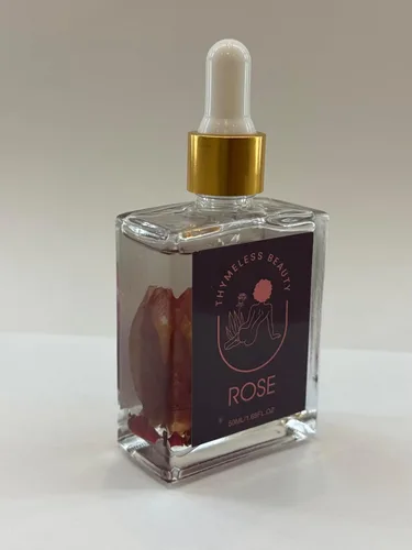 Vista 9 de Lujoso aceite corporal de rosa con pétalos de rosa reales, ligero, hidratante, aroma floral de larga duración, aceite de rosa prémium para cara