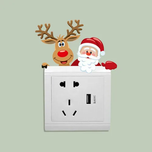 Vista 6 de ABOOFAN Adhesivo de pared extraíble con interruptor de luz de Navidad, 4