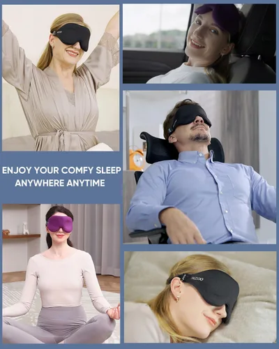 Vista 7 de Máscara de ojos para dormir para hombres y mujeres, paquete de 2 antifaz contorneada 3D para dormir y vendar los ojos, máscara de sueño nocturna