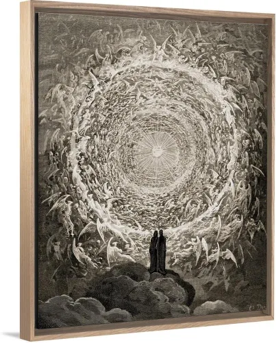 Vista 10 de CANVAS ON DEMAND Ilustración para Paradiso por Dante Alighieri Canto, Xxxi, líneas 1 a 3, lienzo enmarcado negro flotante, arte para pared, diseño