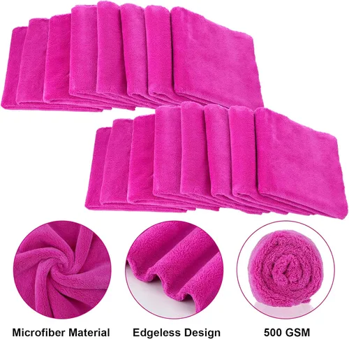 Vista 3 de Shimeyao 30 Pcs 12.5 × 12.5 Inch Microfiber Towels for Cars, Fuchsia