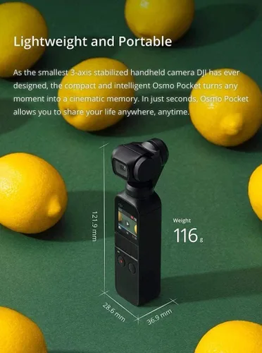 Vista 3 de DJI Osmo Pocket Handheld 3-Axis 4k Gimbal Estabilizador con cámara integrada