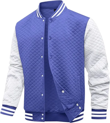 Vista 16 de Wizoat Chaqueta universitaria para hombre, chaqueta ligera casual con diseño de gofre, chaquetas bomber