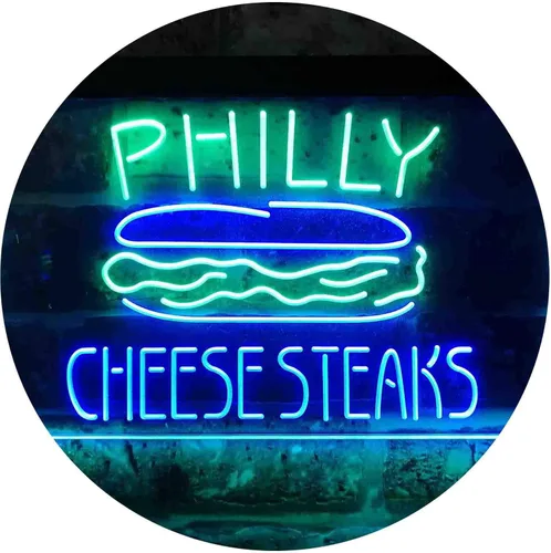 Vista 12 de ADVPRO Philly Cheese Steaks Café - Letrero de neón LED de doble color, azul y rojo, 24 x 16 pulgadas st6s64-i3850-br