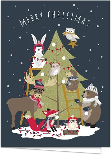 Vista 10 de Canopy Street Tarjetas navideñas de animales del bosque, 36 tarjetas con sobres blancos, 6 diseños de animales del bosque de invierno, versos