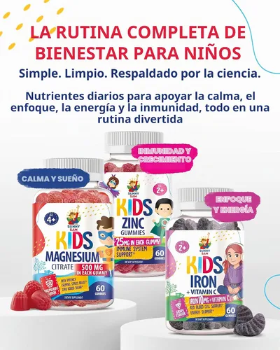 Vista 8 de SUNNY SAM Gomitas de hierro para niños y adolescentes - 10 mg de vitaminas de hierro con vitamina C - Suplemento masticable de gomitas con bajo