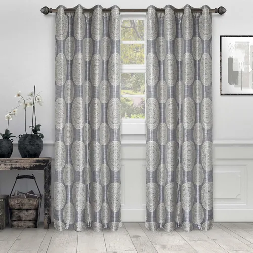 Vista 7 de Superior Cordon - Cortinas de jacquard para habitación y ventana, con ojales de acero inoxidable, clásico ecléctico transicional, juego de 2 paneles