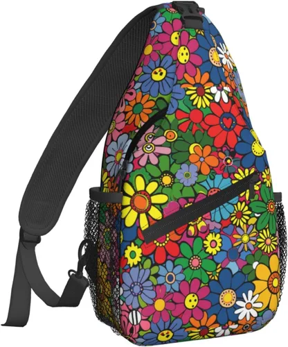 Vista 35 de Famame Mochila bandolera para el pecho, bolsa de hombro, gimnasio, ciclismo, viajes, senderismo, mochila para hombres y mujeres.., MultiColor1