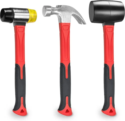 Vista 9 de YIYITOOLS Mazo suave de doble cara, martillo, joyería, madera, instalación de pisos, sin chispas, golpe y mango de plástico – 35 mm, rojo y negro