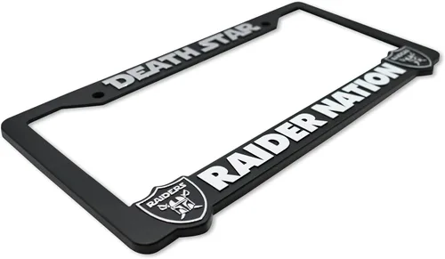 Vista 2 de Deathstar - Marco elevado 3D para placa de matrícula Raider Nation 1 paquete de cubierta para placa de automóvil Soporte universal para placa
