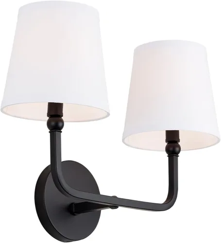 Vista 14 de Capital Lighting 619311AD-674 Dawson Pantalla de Tela Blanca Decorativa Stay-Straight Aplique de Pared, 1-Luz 60 Vatios, 17" H x 6" A, Latón