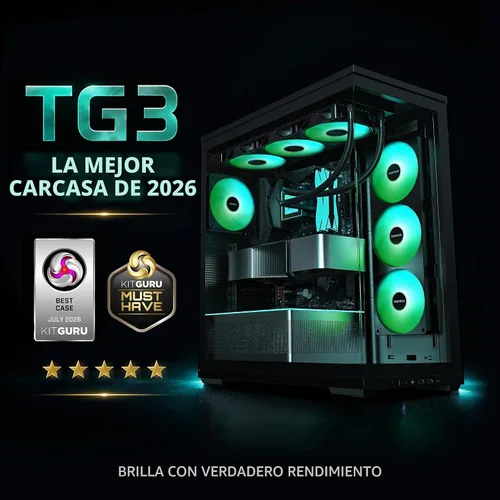 Vista 2 de MONTECH Funda para PC TG3 Panorámica ATX, lista para conexión trasera y 4 Negro