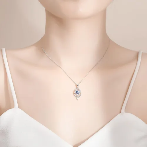 Vista 2 de Missia Moissanite Sterling Silver Necklace With Walnut Jewelry Box Gift For Her Woman Wife Girlfriend Daughter Present For Birthday Valentine
