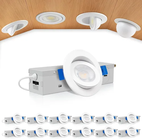 Vista 37 de zouzai Mini luz LED de cardán ajustable de 2 pulgadas, 5CCT seleccionable, rotación de 360° e inclinación de 90° para iluminación precisa Blanco