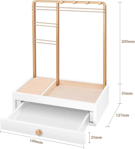 Vista 4 de Teamkio Árbol de joyería con caja de almacenamiento blanca grande organizador de joyas de mesa árbol de exhibición para collares anillos pulseras