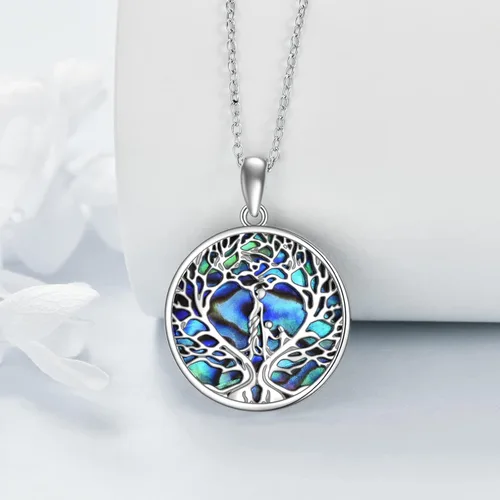 Vista 4 de CRMAD Regalos para el día del padre, collar de plata esterlina con árbol de la vida para mujeres, mamá, abuela, madre de hija e hijo, Metal,