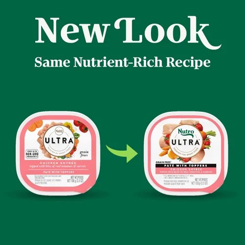 Vista 2 de Nutro Paté de comida ultra húmeda para perros con adornos de comida para perros, plato principal de pollo, bandejas de 3.5 onzas