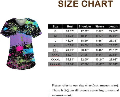 Vista 4 de Plus Size Scrubs for Women Nurse Gifts Printed Scrub Tops Women Medical Nursing Tops Stretchy Scrub Shirts for Women