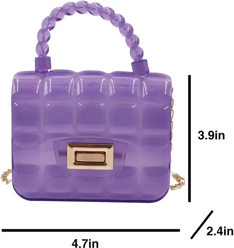 Vista 7 de ZGMYC Mini bolso cruzado de gelatina de color caramelo para niñas pequeñas y mujeres, bolsa de hombro transparente con asa superior