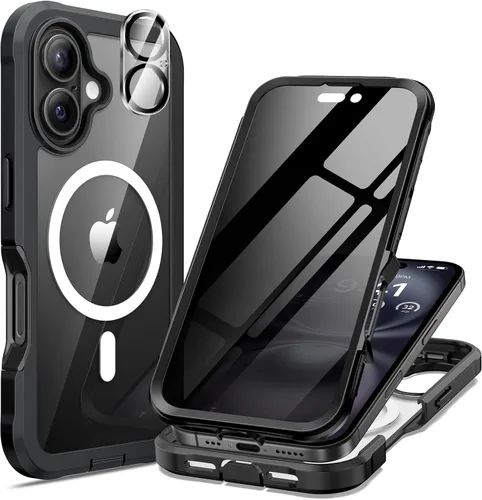 Vista 46 de seacosmo para iPhone Air Funda, Carcasa Completa con Protector de Privacidad de Vidrio Templado 9H Integrado y Protector de Lente de Cámara