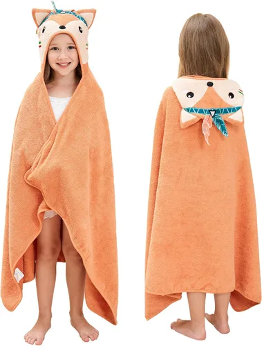 Vista 15 de Style Quarters - Toalla de baño para bebé, 100 % algodón de rizo suave con capucha, toalla de playa de alpaca de dibujos animados, toalla de playa