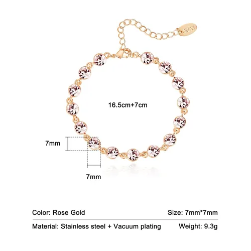 Vista 19 de Light Pink Crystal Bracelets for Women Trendy, OUXi 18K Rose Gold Plated Cubic Zirconia Wedding Tennies Jewelry Bracelets, Dainty Birthstone Hand