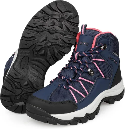 Vista 4 de LARGERED Botas de senderismo impermeables para mujer, botas de senderismo al aire libre, senderismo, campamento, senderismo