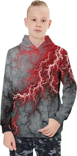 Vista 3 de Goodstoworld Sudadera con capucha y bolsillos de forro polar cálido con gráficos 3D para niños y niñas, talla 5-16 años