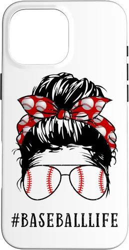 Vista 19 de Mom Messy Hair Bun Aviators Glasses Baseball Mother Life Case for iPhone 17