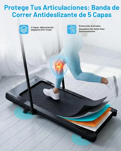 Vista 6 de MJWW 6% Incline Walking Pad with Handle bar, Smart AI App Control for Home