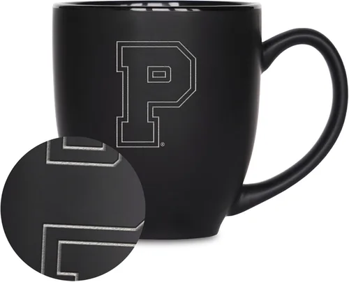 Vista 104 de Rico Industries - Taza de cerámica mate negra con grabado láser estándar de 15oz para NCAA (escuelas T & U) - Para bebidas calientes o frías