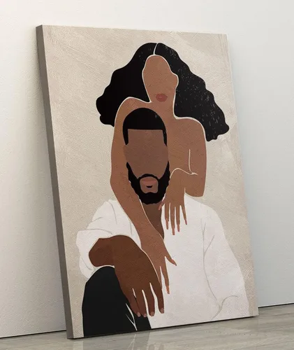 Vista 3 de Tuyashua Póster decorativo de pared de pareja negra con marco (11.5 x 15 pulgadas), arte de pared afroamericano, decoración de pared de niña negra