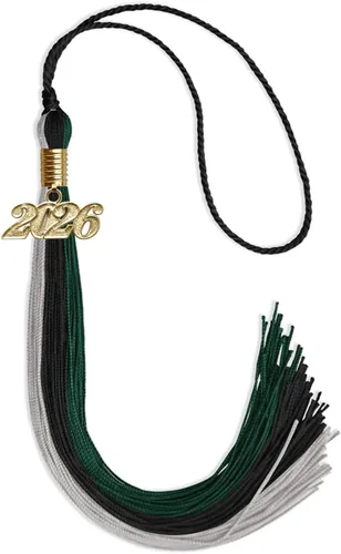 Vista 126 de Endea - Borla de graduación de triple color con gota de fecha dorada (negro/dorado/granate, 2020)