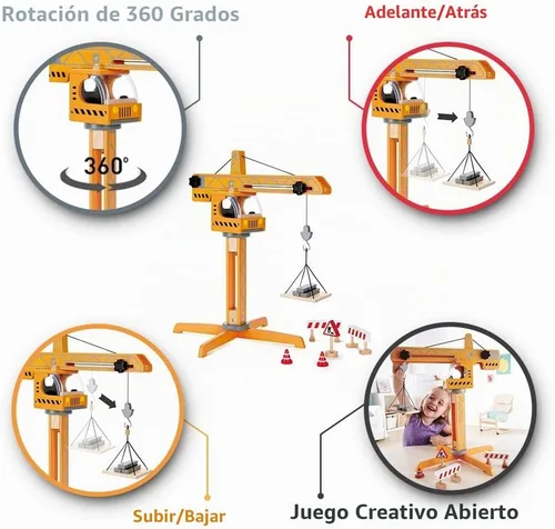 Vista 2 de Grúa de madera para niños de Hape