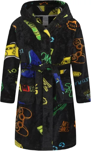 Vista 141 de E.W Apparel Bata de baño de forro polar con capucha para niños, bata suave y mullida para niños pequeños