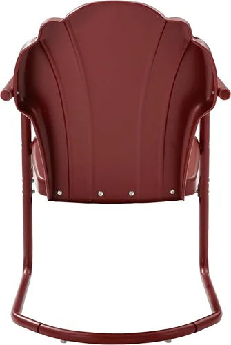 Vista 6 de Crosley Furniture Tulip - Juego de 2 sillas para exteriores, sillas de patio de metal retro para comedor, porche, terraza, balcón, satén rojo oscuro