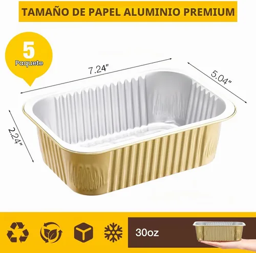 Vista 3 de Bandejas de papel de aluminio de BondOnLum, bandejas de aluminio resistentes, bandejas de aluminio desechables, bandejas de papel de aluminio