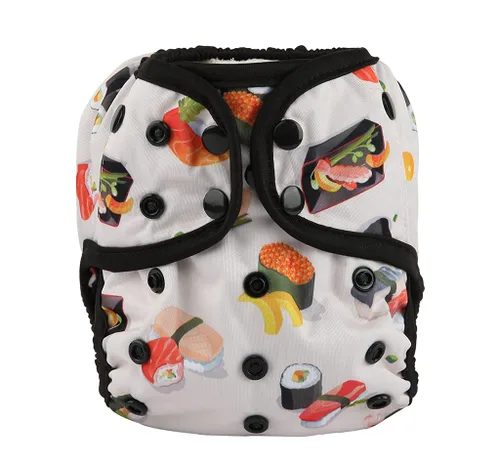 Vista 6 de Funda de pañal de tela de talla única con refuerzo doble (dinosaurio bebé), talla única