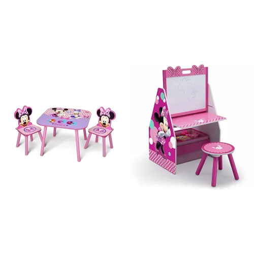Vista 6 de Delta Children - Juego de mesa y sillas para niños con diseño de Disney Minnie Mouse, set de 3 piezas (incluye 2 sillas) - Ideal para hacer