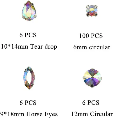 Vista 2 de Hahiyo Base de garras de diamantes de imitación para coser, vidrio transparente, formas mixtas, gemas de cristal, ajuste de puntas traseras