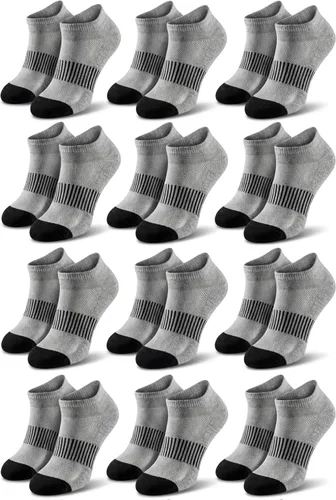 Vista 6 de Tipi Toe Calcetines invisibles de corte bajo para mujer, paquete de 12 unidades, acolchados, atléticos, para correr, soporte de arco que absorbe