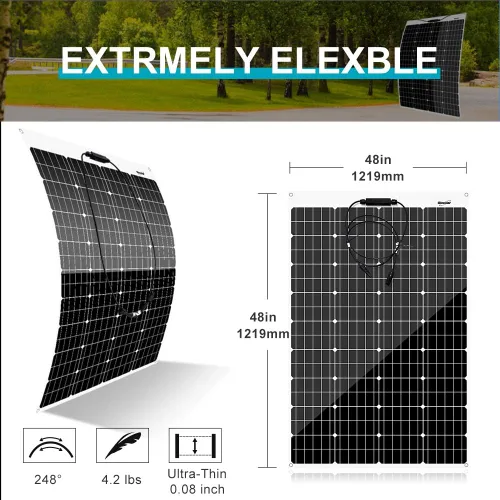 Vista 4 de Kit de generador solar eólico de 1000 W: turbina de viento de 400 W y 6 paneles solares semiflexibles de 100 W, cargador y accesorio