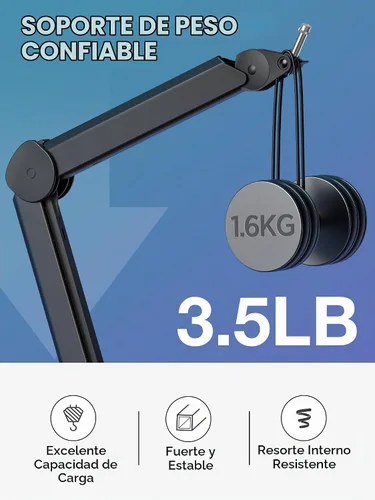 Vista 4 de InnoGear Brazo de Micrófono con Boom, Soporte de Micrófono con Canales de Gestión de Cables y Elevador de Altura para Blue Yeti FIFINE AM8 K669B