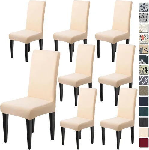 Vista 13 de Dioxide Fundas de Silla de Alto Estirar para Sillas de Comedor, Juego de Fundas de Silla de Comedor Lavables de 4, Fundas de Asiento de Silla