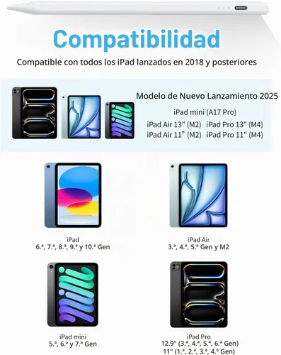Vista 2 de Lápiz óptico para iPad 2018-2016, lápiz de carga rápida para iPad Negro2