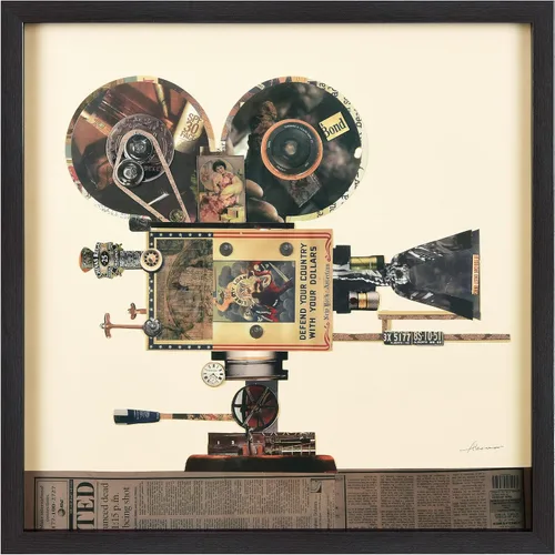 Vista 14 de Empire Art Direct Alex Zeng - Papel gráfico enmarcado con collage dimensional de bulldog francés bajo vidrio, listo para colgar, 17 x 17 pulgadas