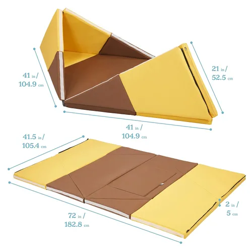 Vista 3 de ECR4Kids SoftZone - Tapete de juego para campamento, canoa y secadora, tapete de juego para niños, color chocolate/amarillo