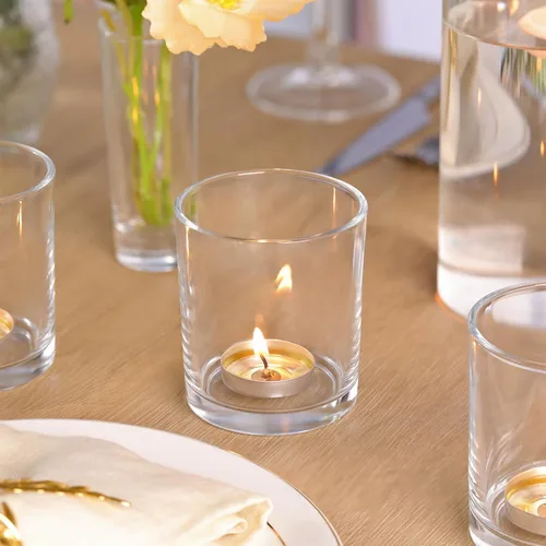 Vista 9 de DARJEN Juego de 6 Portavelas Votivas Transparentes Más Grandes - Portavelas de Vidrio para Velas de Té, Portavelas Transparentes para Bodas, Fiestas