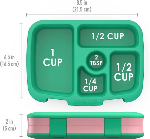 Vista 3 de Bentgo® Kids Prints - Lonchera infantil de 5 compartimentos estilo Bento, con utensilios de plástico reutilizables (tropical)