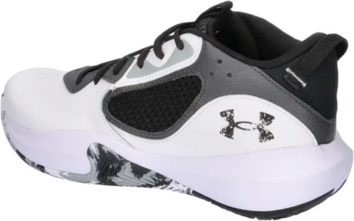 Vista 4 de Under Armour Men's Lockdown 6 Basketball Shoes (101) Blanco/Gris azabache/Negro